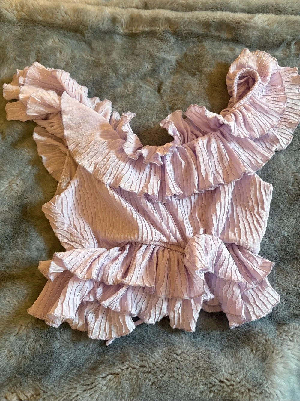 ASTR the label lavender Ruffle Tie-Front Crop Top size #xs - Picture 4 of 4